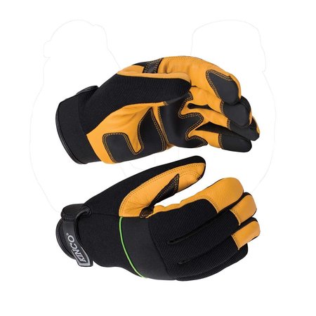 KINCO KincoPro Premium Grain Goatskin & Synthetic Hybrid Gloves with Pull-Strap 102-XL